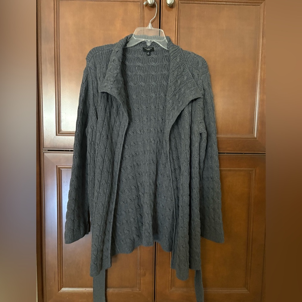 Talbots Charcoal Cable Knit Women's Cardigan